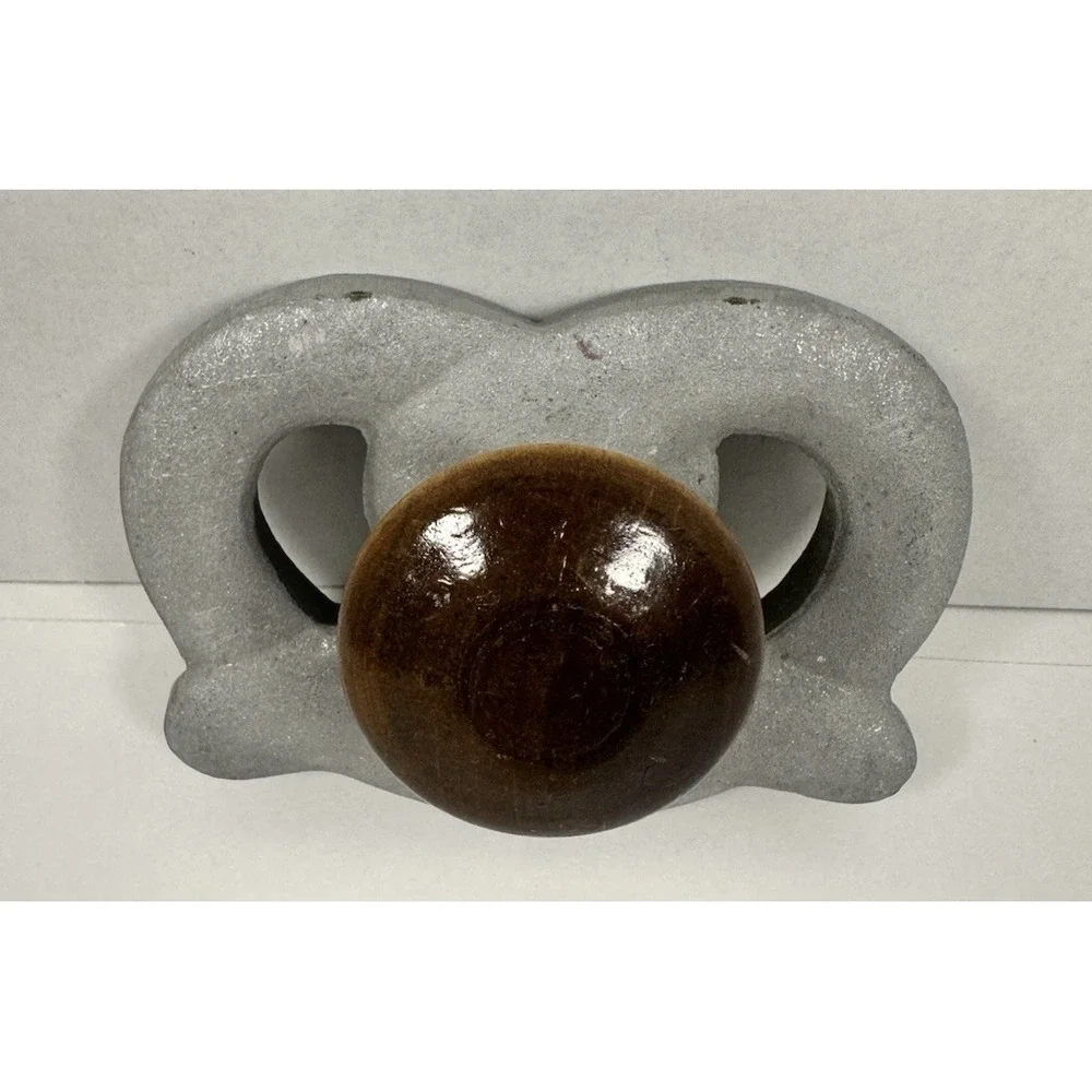 Vintage Cast Aluminum Pretzel Press Cookie Cutter with Wooden Handle